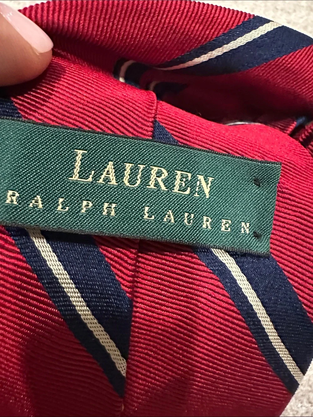 Ralph Lauren Red Navy Diagonal Stripe Silk Tie